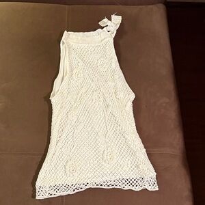 White Crochet Sleeveless Top/skirt set